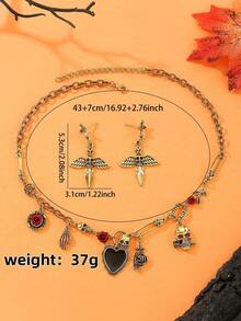 Halloween Party Jewelry Set: Pirate Skull Tassel Necklace, Casual Party Accessories, Cross Skull Necklace Set