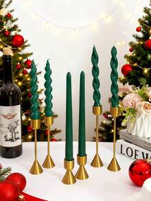 Christmas Home Decor Scented Candle On Long Stick, White Twisted Candle, Soy Wax Scented Candle, High Quality Smokeless, Home Decor, Room Decor, Wedding Decor, Tabletop Decor, Scented Gift Christmas Decorations, Christmas Gifts - Dark Green - View 4