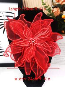 1 Stück/Packung, 10 Farben erhältlich, große Größe Spitze Stickerei mit Perlen 3D Applikation Borte, DIY Bekleidungszubehör, Brautkleid Dekoration, Länge 24cm/9,4 Zoll