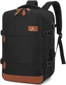NOMARA Mochila de Viaje 10 kg Avion, Mochila Viaje Aprobada para Vuelos para Hombres y Mujeres, Mochila con Compartimento Impermeable Separado y Puerto de Carga USB, 35L Alta Calidad - Negro - Ver 9