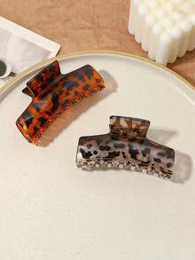 1/2 Peças Grampos de Cabelo com Estampa de Leopardo de Acetato, Garras de Cabelo, Grampos de Cabelo, Grampos de Cabelo, Grampos de Garra de Cabelo, Acessórios de Férias para Mulheres para Moda de Outono/Inverno, Acessórios de Cabelo de Inverno