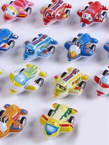 10/20/30 piezas Pequeños coches de juguete de inercia transparentes de doble capa para niños, con forma de avión y vehículo de ingeniería - Multicolor - Ver 11
