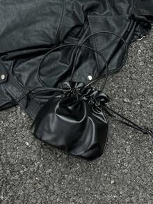 2025 New Fashion Solid Color Mini Bucket Crossbody Bag - Black - View 11