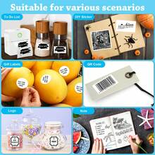Mini imprimante à autocollants, imprimante thermique de poche avec papiers thermiques, imprimante portable Notebuddy pour notes d'étude, DIY, scrapbooking, journal, mémo, liste, imprimante à autocollants sans encre pour téléphone et tablette, impression nomade, cadeaux pour la rentrée, Halloween, Thanksgiving, Noël, anniversaire et autres occasions spéciales, connexion avec l'application "Tiny Print" - Multicolore - Voir 9
