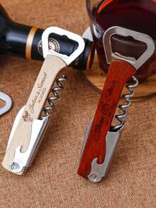 Customized Text/Logo Multi-Function Bottle Opener, Wedding Party Gifts, Engagement/Groomsman/Bridesmaid Gifts, Bachelor Party Gifts, Birthday Gifts, Wooden Carved Gifts, Creative Beverage Bottle Opener Party, Special Gifts For Him/Her, Anniversary Gifts