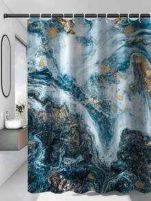 1/4 Stück Duschvorhang-Set mit blauem Marmordesign, wasserdichter Duschvorhang, Badezimmer Duschvorhang mit Trennung von nass und trocken, maschinenwaschbar, Badezimmer Dekoration, Badezimmer Accessoires, verschiedene Größen erhältlich, Weihnachtsdekoration