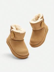 Balabala Kids' Mid-Calf Snow Boots 2025, Thick Fleece-Lined Winter Shoes For Boys & Girls