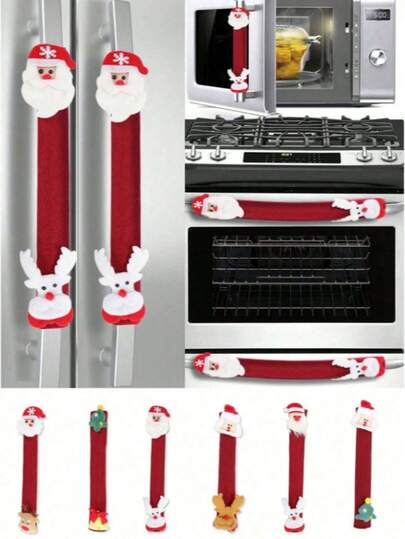 1 件装节日圣诞烤箱和冰箱把手套，时尚个性化烤箱把手套，完美适用于节日家居装饰、圣诞装饰、圣诞礼物、春节礼物、家居圣诞装饰、圣诞节