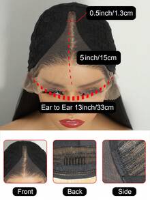 1PC 28 Inch Synthetic HD Transparent T Frontal Lace Wig Silky Straight Hair Natural Black Ombre Brown Front Lace Wig Cosplay Heat Resistant Lace Front Wig For Women Daily Party Use - Multicolor - View 8