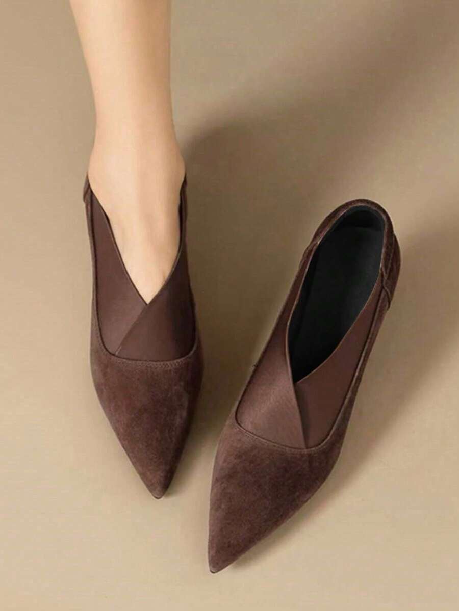 Fall/Winter Women's Fashion Pointed Toe High Heel Pumps,Elegant - Brown - View 1