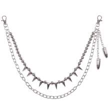 1pc Rivet & Beaded Bullet Pendant Double-Layer Pants Chain, Unique Street Style Waist Chain For Daily Wear