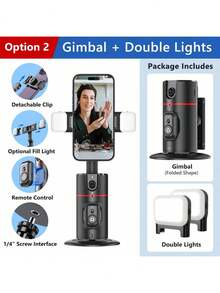 AXNEN Estabilizador de cardán giratorio a 360° para teléfonos inteligentes, cardán de escritorio con seguimiento facial para grabación anti-sacudidas, vlogging, transmisión en vivo de teléfonos inteligentes - Multicolor - Ver 14