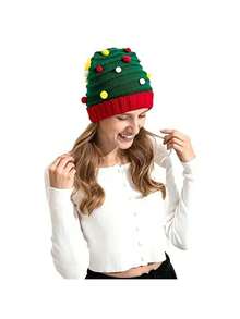 Christmas Santa Claus Hat Adult Knitted Stripes Soft Warm Winter Hat Men And Women Street Costume Role Play Costume Accessories Party Gift/