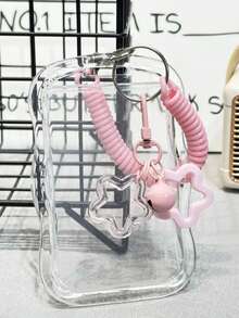 1 Set Porta Tessera Trasparente in PVC Durevole per Studenti con Copertura Scorrevole, Portachiavi, Porta Carte, Bracciale e Pendente