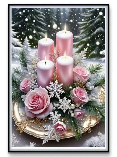 1 Set 5D Rund Diamant Malerei Kit, Vollbohrung Handarbeit Stickerei Kunst Set, geeignet für Erwachsene Anfänger, Heim- und Büro Wanddekoration, Weihnachtsgeschenk