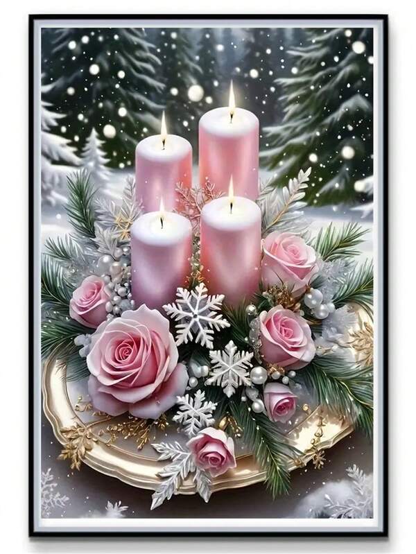 1 zestaw 5D okrągłych diamentowych malunków, zestaw do haftu ręcznego, odpowiedni dla początkujących dorosłych, dekoracja ścienna do biura domowego, prezent świąteczny