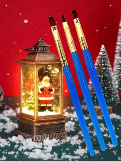 3 peças de pincel de arte de unha azul cristal, esmalte em gel UV, caneta de pintura em gel, pincel de unha, escultura 3D, faça você mesmo, ferramentas de manicure, suprimentos para unhas, presentes de festival de Halloween, Natal e Ano Novo
