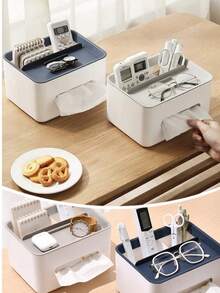 1 pièce Boîte à mouchoirs multifonctionnelle avec télécommande - Élégante et mode, idéale pour ranger vos mouchoirs de bureau.
