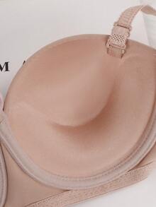 4Pzs Brassiere push up sostén 3/4 con tirantes y almohadilla, Sujetador cómodo y elegante para mujer,Blanco, negro, rojo y beige - 5008 - Ver 6