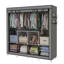 LÈRFM Wardrobe Minimalist Design Portable Fabric Wardrobe Storage - Grey - View 7
