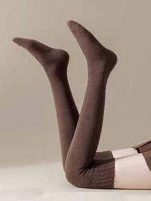 1/2/3/4/5双装女士保暖过膝袜，加厚保暖大腿袜，及膝袜，舒适秋冬家居袜