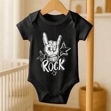 Body Bebê Rock and Roll | Estampa Mão Rock | Moda Infantil Cheia de Atitude - Preto - Visão 2