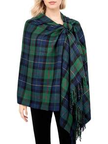 Long & Wide Scottish Tartan Plaid Shawl Wrap – Soft Cashmere Feel Winter Scarf, Outlander-Inspired Christmas Gifthalloween - 海軍綠格子 - 查看 12