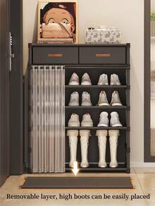 1pc Household Multi-Layer Shoe Rack With Curtains, Shoe Cabinet, Storage, Display Rack, With Drawers, With Curtains Shoes Storage Cabinet, Large Capacity Shoe Cabinet For Indoor And Outdoor Use, Suitable For Doorways, Household, Indoor, Festival Gifts, Christmas Gifts, Children's Gifts - Multicolor - View 7