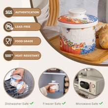 TEATALK Garrilla de mantequilla de cerámica francesa para mantequilla untable y mantequilla con tapa para encimera soporte de mantequilla para regalo de cocina en el hogar soporte de mantequilla - Blancoycolorido - Ver 6