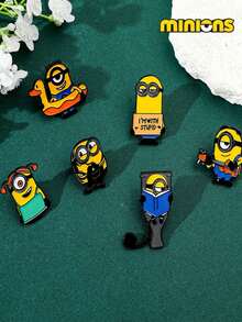 Minions 1pc/6pcs Minions Cartoon Brooch, Cute And Creative Shape, Acrylic Material, Jewelry Pendant, Suitable For Clothes, Bags, Shoulder Straps, Pencil Cases Decoration, Festival Party Gifts, Friends, Girlfriends And Colleagues