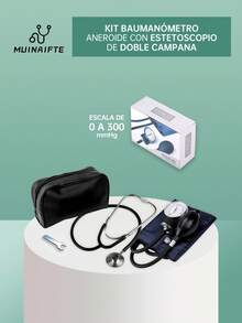 Monitor de presión arterial con estilo de brazo manual con estetoscopio, portátil para uso en el hogar - Negro - Ver 6