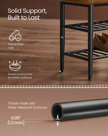 EKHO Collection - Shoe Storage Bench, Shoe Rack Bench Entryway, Synthetic Leather With Stitching, Mid-Century Modern, Loads 135 Kg, 30 X 100 X 50 Cm, Caramel Brown - màu nâu - Xem 4