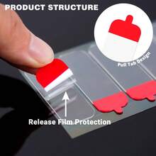 6/60/120pcs Double Sided Tape Heavy Duty Nano Reusable Transparent Tape Traceless Washable Mounting Tape, Strong Adhesive Strips Sticky Tape For Carpet,Photo Walls,Household,Crafts,Decor