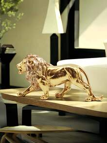 Elegante escultura de león dorado de resina - Estilo vintage con detalles exquisitos, perfecto como símbolo de éxito y decoración del hogar, ideal para oficina, dormitorio, sala de estar, entrada o gabinete de TV, exhibición de bar, decoración de pared con león, regalo festivo