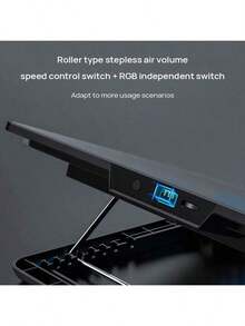 Lenovo ZJA9 游戏散热支架，多色柔和灯光效果，双涡轮散热技术，防滑硅胶设计，360° 可调节，适用于游戏和办公，黑色 - 黑色 - 查看 5