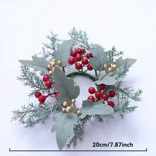 1pc Christmas Candle Garland - Artificial Red Berry Greenery Garland, Country Farmhouse Style, Rich Layered Design, Table Centerpiece, Suitable For LED Flameless Candle Holders, Indoor And Outdoor Fireplaces, Foyer, Dining Table, Wedding, Party, Seasonal Holiday Home Decor (Candle Not Included) Christmas Decorations Winter Room Decor Christmas Decorations Home Christmas Gifts Christmas Decor - Multicolor - View 13