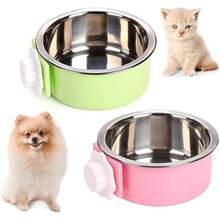 Kathson 2PCS Stainless Steel Dog Bowls Set Removable No Tip Puppy Food And Water Feeder Bowl Basic Metal Small Dog Bowls For Dogs Cats Rabbit Guinea Pigs Ferret FUOT - 尺寸:M(綠色,粉紅色) - 查看 9