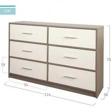 AKTIVE Max Home Cómoda dormitorio multiusos, Gris y blanco, 6 cajones de tela ligeros, 114x30x70 cm, Estructura madera, Sistema de almacenaje, Organización hogar, Decoración, Mueble vestidor (18415)