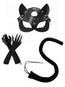 3PCS Adult Women Cat Lady Costume Set - Black Cat Warrior Costumes Set. Clawed Gloves + Mask And Cat Tail. Very Suitable For Halloween Ghost Night And Other Large Dance Party Role-Playing And Themed Party Activities. - 彩色 - 查看 8