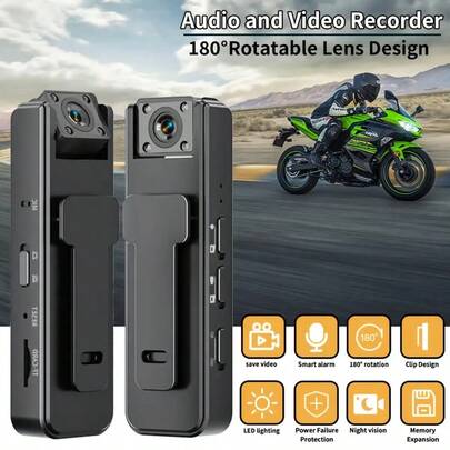 1 Stück multifunktionale tragbare Camcorder, intelligente Mini 1080P Hochauflösungs-Körperkamera, mit hochauflösender Nachtsicht, Weitwinkel, Langzeitaufnahme und 180-Grad-Drehung des Objektivs, und USB-Aufladung - sie ist eine ideale Wahl für Strafverfolgung, Sicherheit, Radfahren, Reisen, Sport und Reisen, um das Leben aufzuzeichnen.