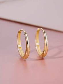 1pc Simple & Pretty Women's Daily Wear 925 Sterling Silver Stud Earrings - Gold - View 8