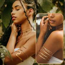 4件套女士臂环手镯套装，简约可调节螺旋臂环 - A0021T-2 - 查看 4