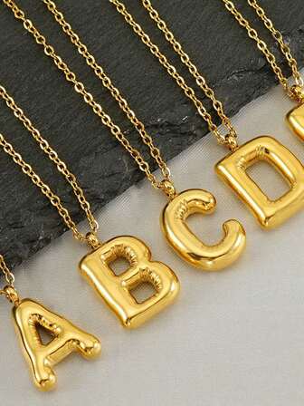 1 件时尚金色泡泡字母气球首字母吊坠项链，适合女士女孩个性化礼物