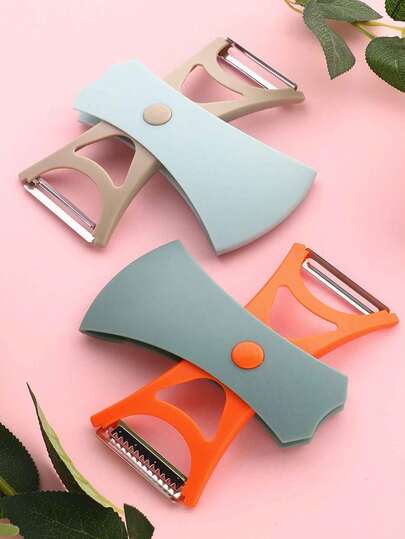 1pc Kitchen Vegetable Peeler, 2 In 1 Multi-Function Rotary Axis Vegetarian Peeler, Dual Blade Potato Peeler, Compatible With Apple, Vegetable, Carrot