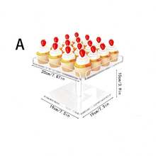 1pc Acrylic Dessert Display Stand, Transparent Square Paper Cup Cake Cookie Tray, Wedding Birthday Party Sweet Treat Display Rack, Self-Service Dessert Table Storage Tray - Transparent - View 3