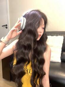 alicegarden 前额蕾丝长波浪假发，分体假发，黑棕色，30 英尺半长编织日常自然、光滑、逼真的假发（不含配饰） - 黑棕色 - 查看 1