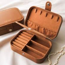 Light Luxury Retro Portable High-End Exquisite Small Necklace Earrings Gold Ring Storage Jewelry Storage Box - Brown - View 7