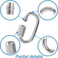 16Pack Heavy Duty Chain Links, Heavy Duty Stainless Steel Screw Chain Quick Links, Thread Quick Link Connector For Chain Gym Swing Hammock Shade Sails, 2.26 Inch Carabiner Clips Repair Chain - Silver - View 2
