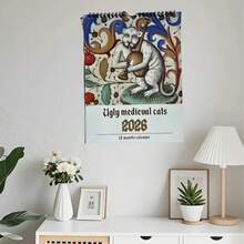 2026 Medieval Cat Calendar - Medieval - Ugly Medieval Cats - Vintage Gothic Hanging Wall Calendar With Monthly Tabs - Home Office Decor - Birthday Gift For Cat Lovers - Functional & Decorative Timekeeper Christmas Decorations Winter Room Decor