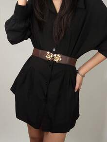 1 Stück eleganter elastischer Taillengürtel für Damen in Mehrfarbig, modischer Gürtel mit goldenem Blumenverschluss, vielseitig verwendbarer hochwertiger Taillengürtel für Kleider, Hemden, Jacken